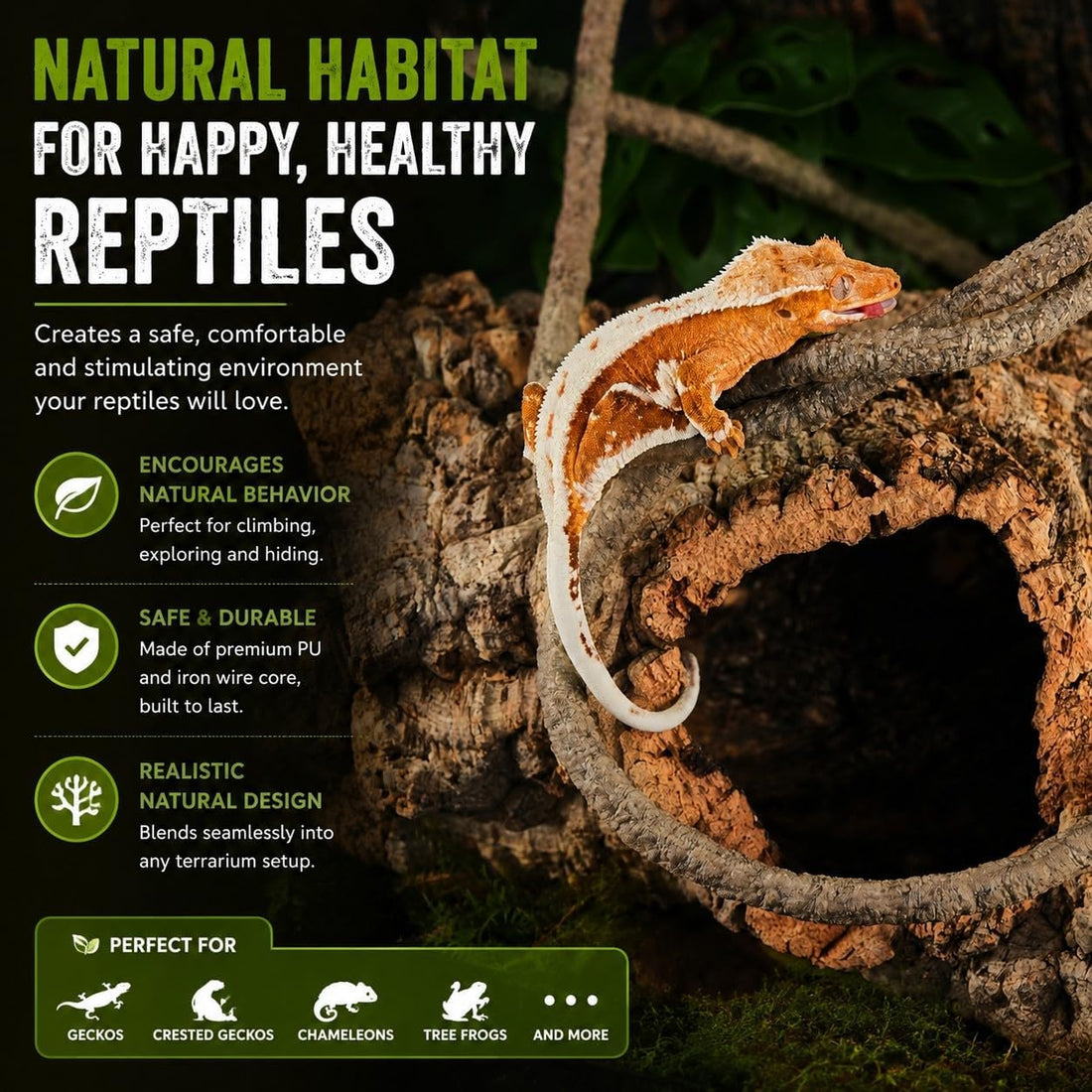 8-Foot Reptile Vines, Flexible Jungle Climber Habitat Decor