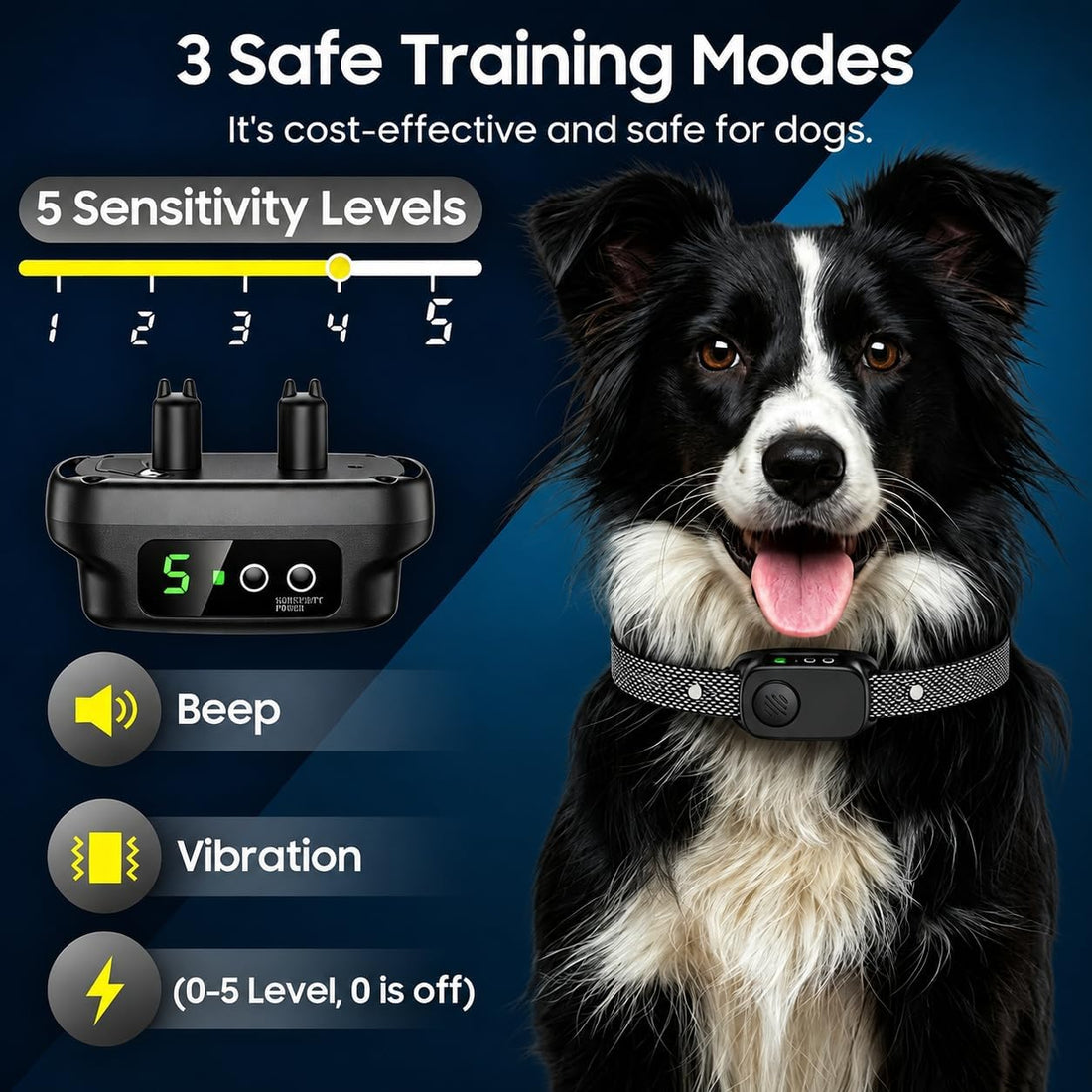 Dog Bark Collar, Automatic Bark Collar for Medium Large Dogs