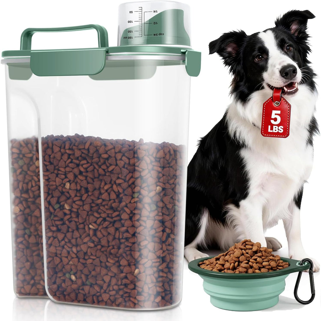 Pet Dog Cat Food Storage Container 5 to 7 lbs with Can Cover