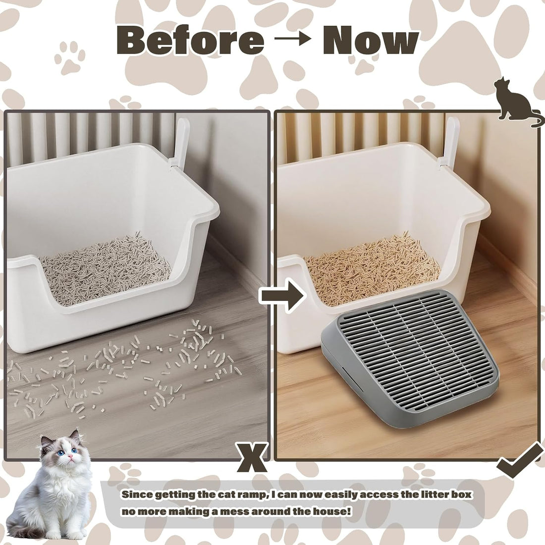 Cat Ramp for Litter Box, Anti-Tracking Cat Litter Trapper