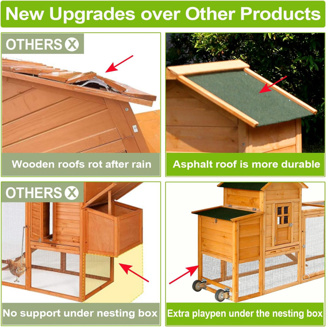 Chicken Coops for 1-2 Chickens with Wheels