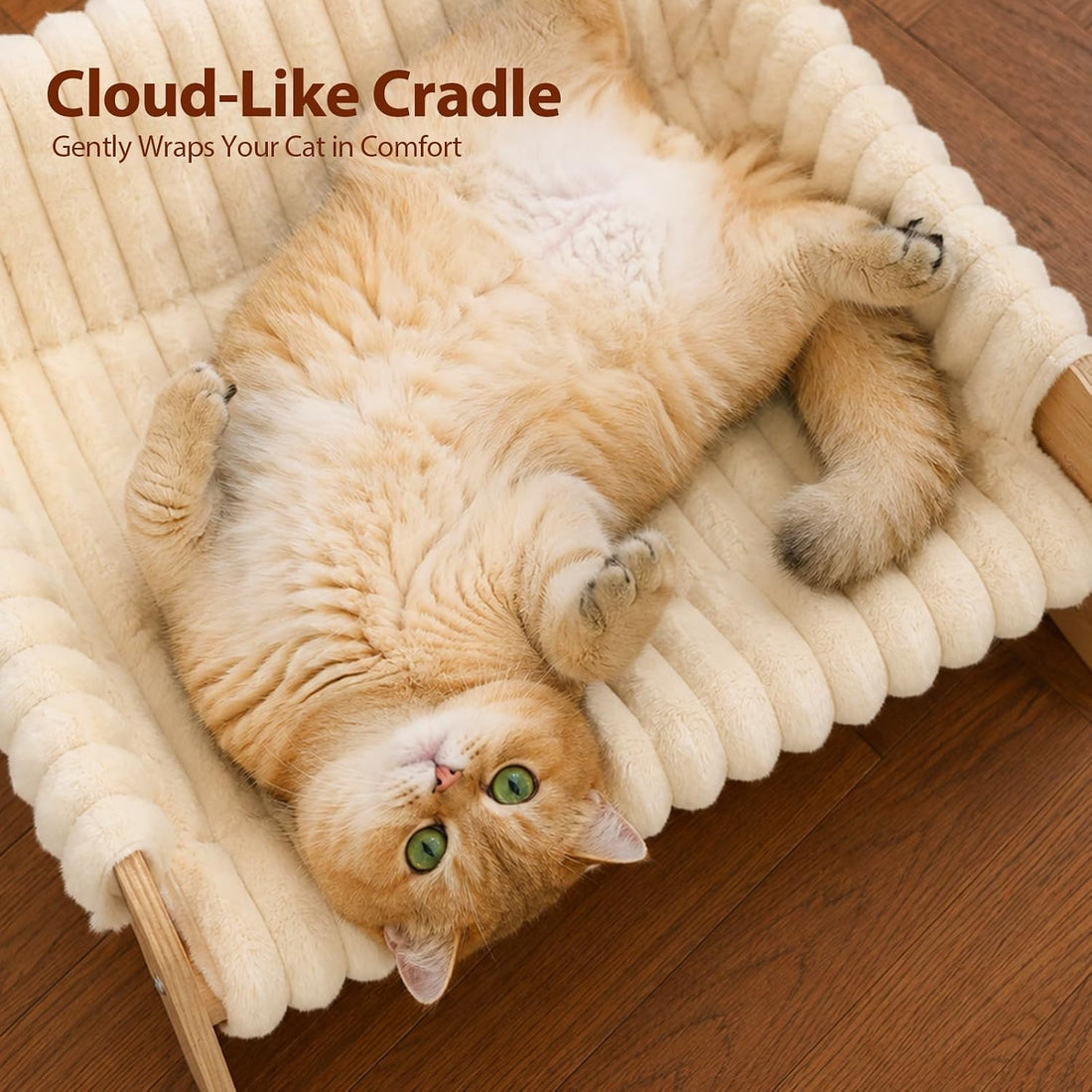 Jiupety Elevated Cat Couch for Indoor Cats Wooden Cat Sofa for Kitty