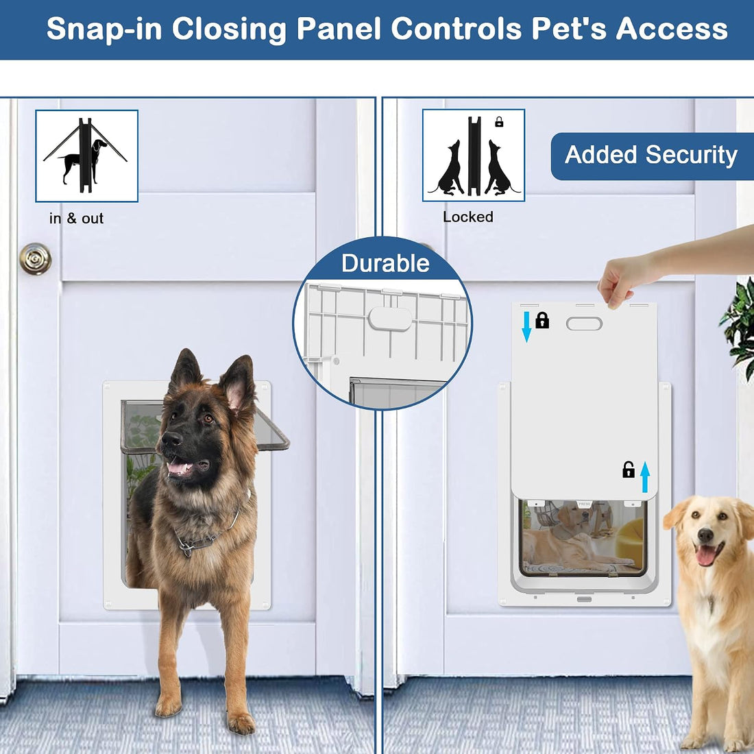 CEESC Large Dog Door, Snap-in Closing Panel, Up to 80 lbs, Durable
