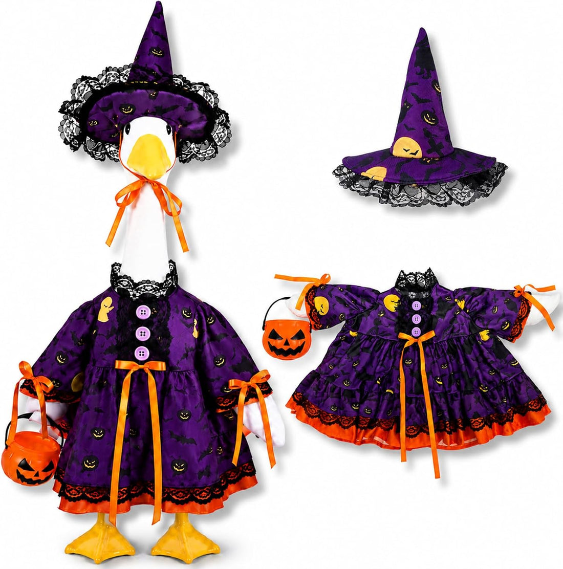 Pumpkin Wizard Porch Goose Outfit for 23" Halloween