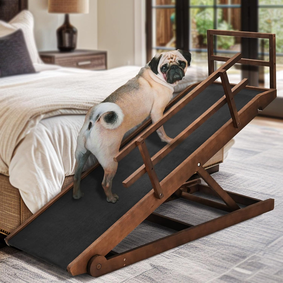 Dog Ramp for Bed & Couch, Foldable Wooden Pet Ramp