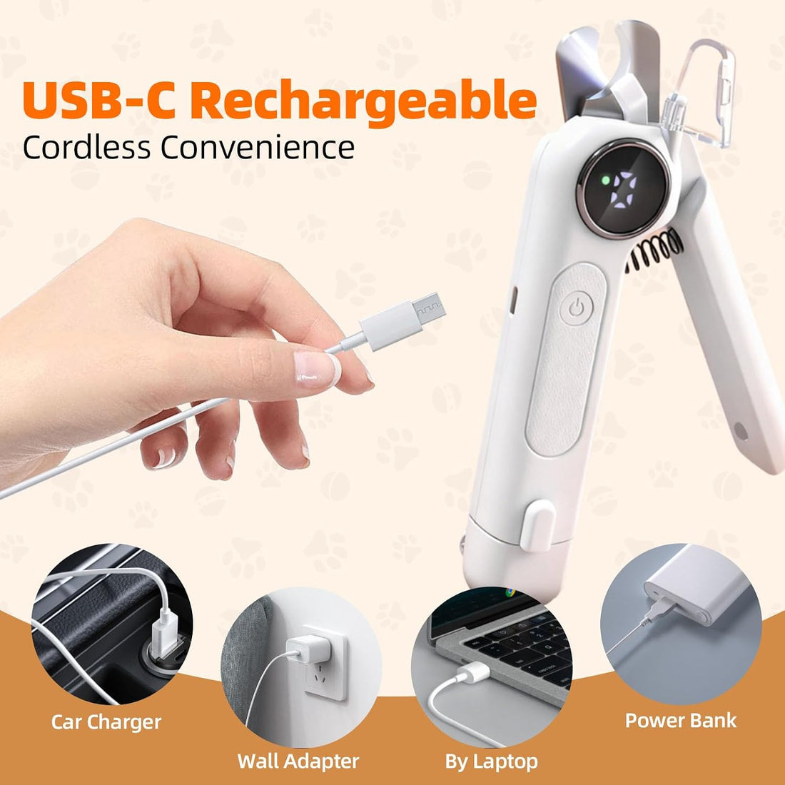 Dog Electric Nail Clippers & Grinder with Light