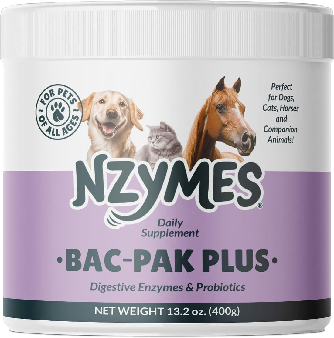 Nzymes Bac-Pak Plus Digestive Enzymes & Probiotics for Pets, 100 Grams