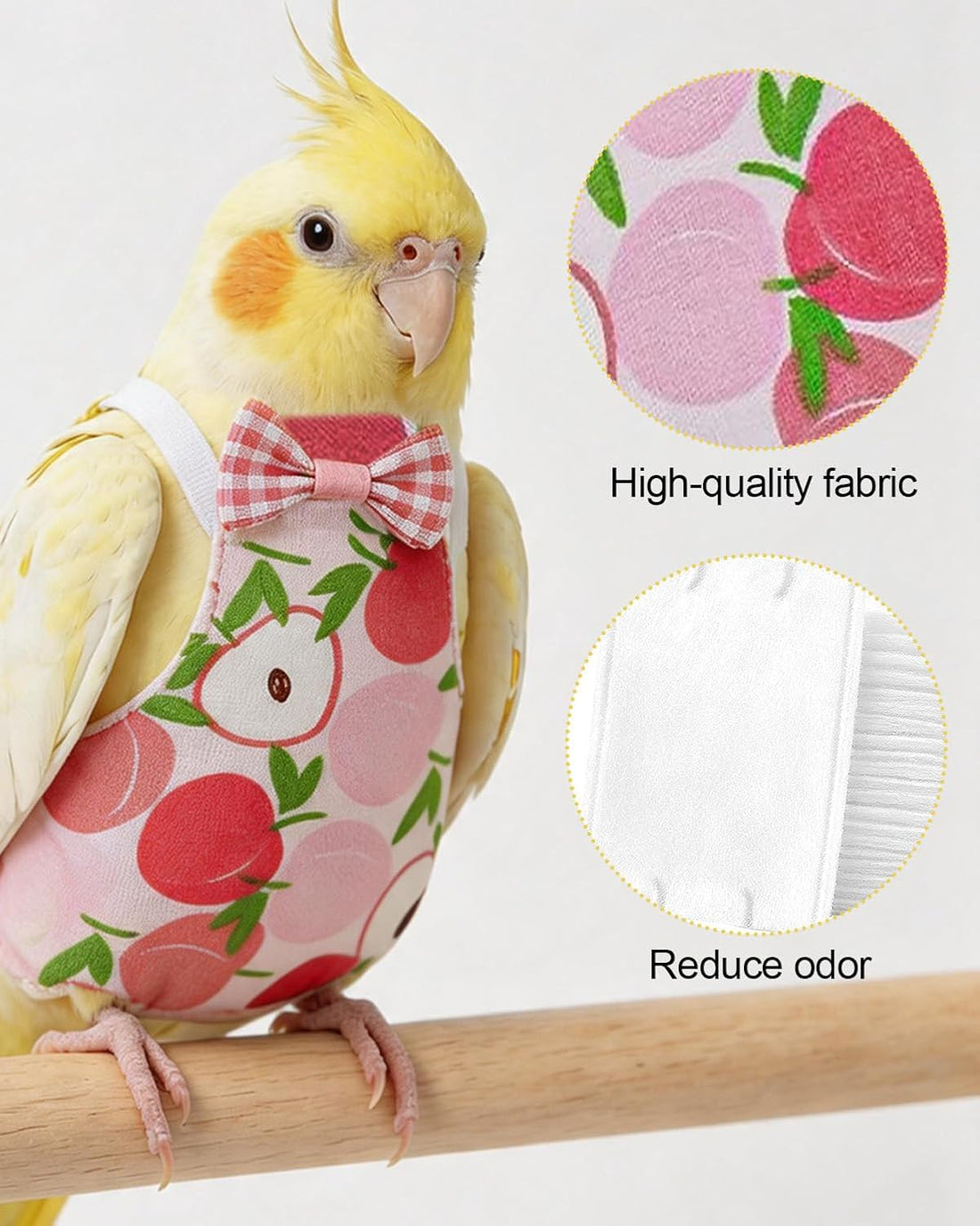 3Pack Bird Diaper, Reusable Parrot Nappy & 50 Absorbent Liners Bird
