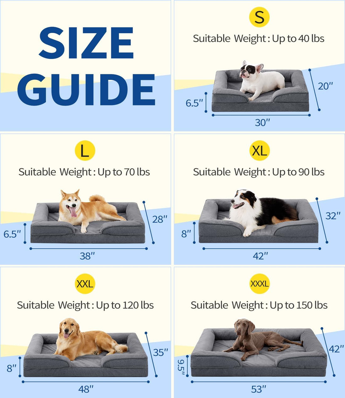 Made4pet Dog Bed Orthopedic, Dog Sofa for Small Dogs Supportive Foam