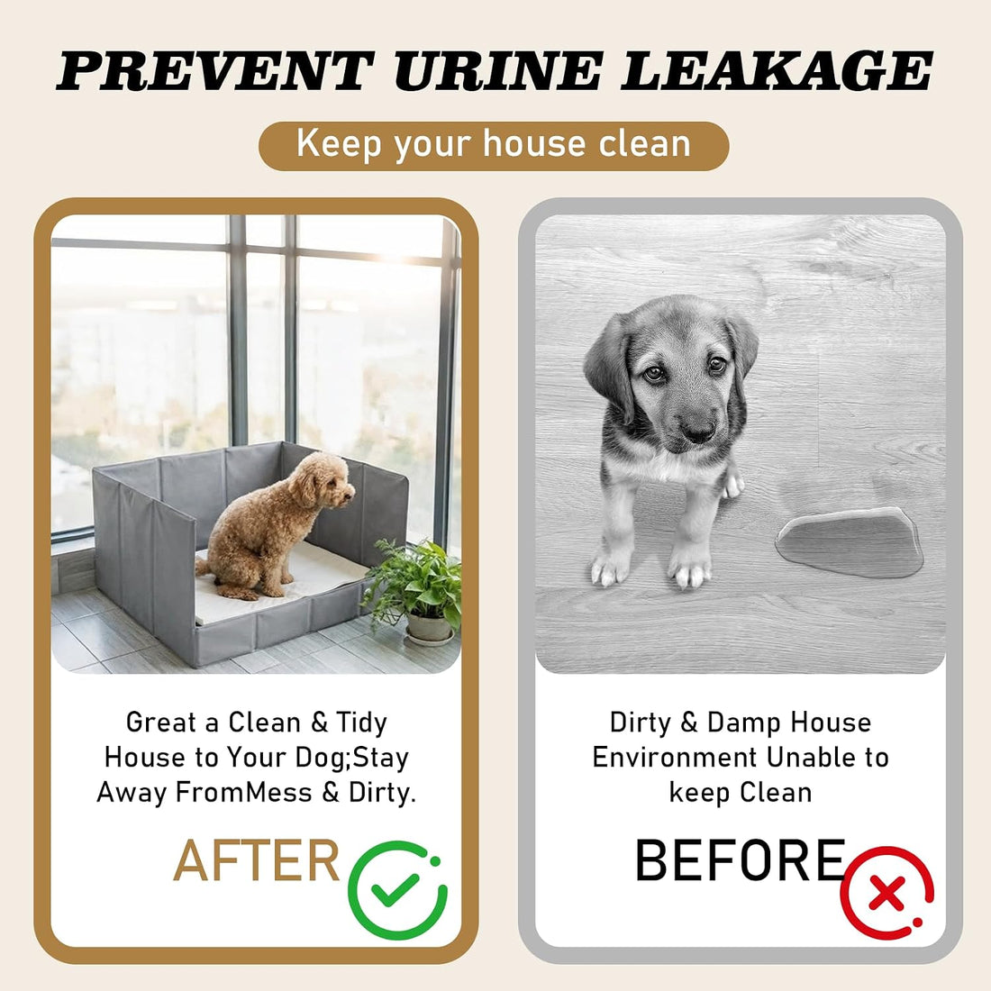 Dog Litter Box, Foldable Pee Pad Holder with High Walls for Indoor