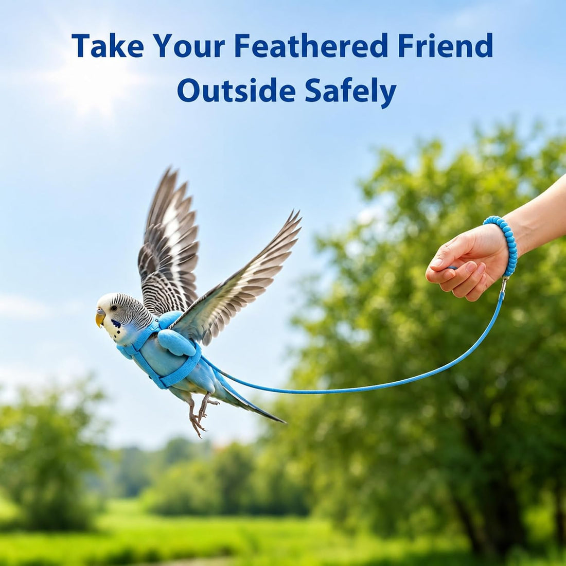 Pet Parrot Bird Harness and Leash, 2m Adjustable Polyester Rope