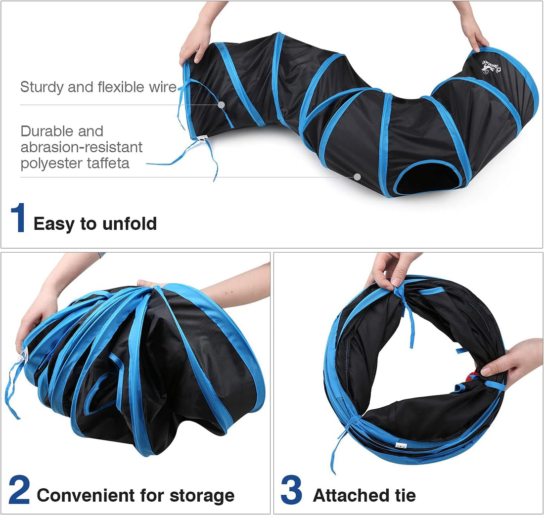 Pawaboo Cat Toys, Cat Tunnel Tube S-Shaped Tunnels 25x97cm Extensible