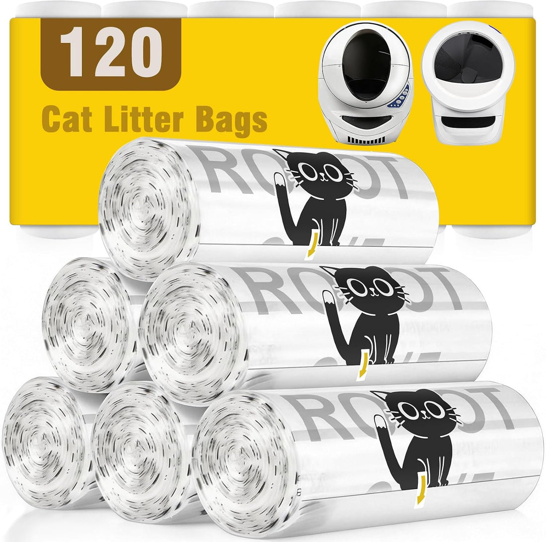 Litter Box Liners 120 Count for Litter R.o.bot 3/4/5-25.2 x 23.6 IN