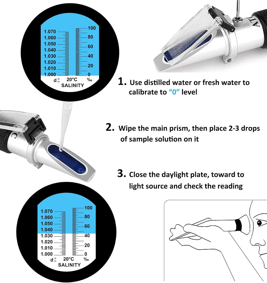 Salinity Refractometer for Aquarium Seawater Marine Fishkeeping