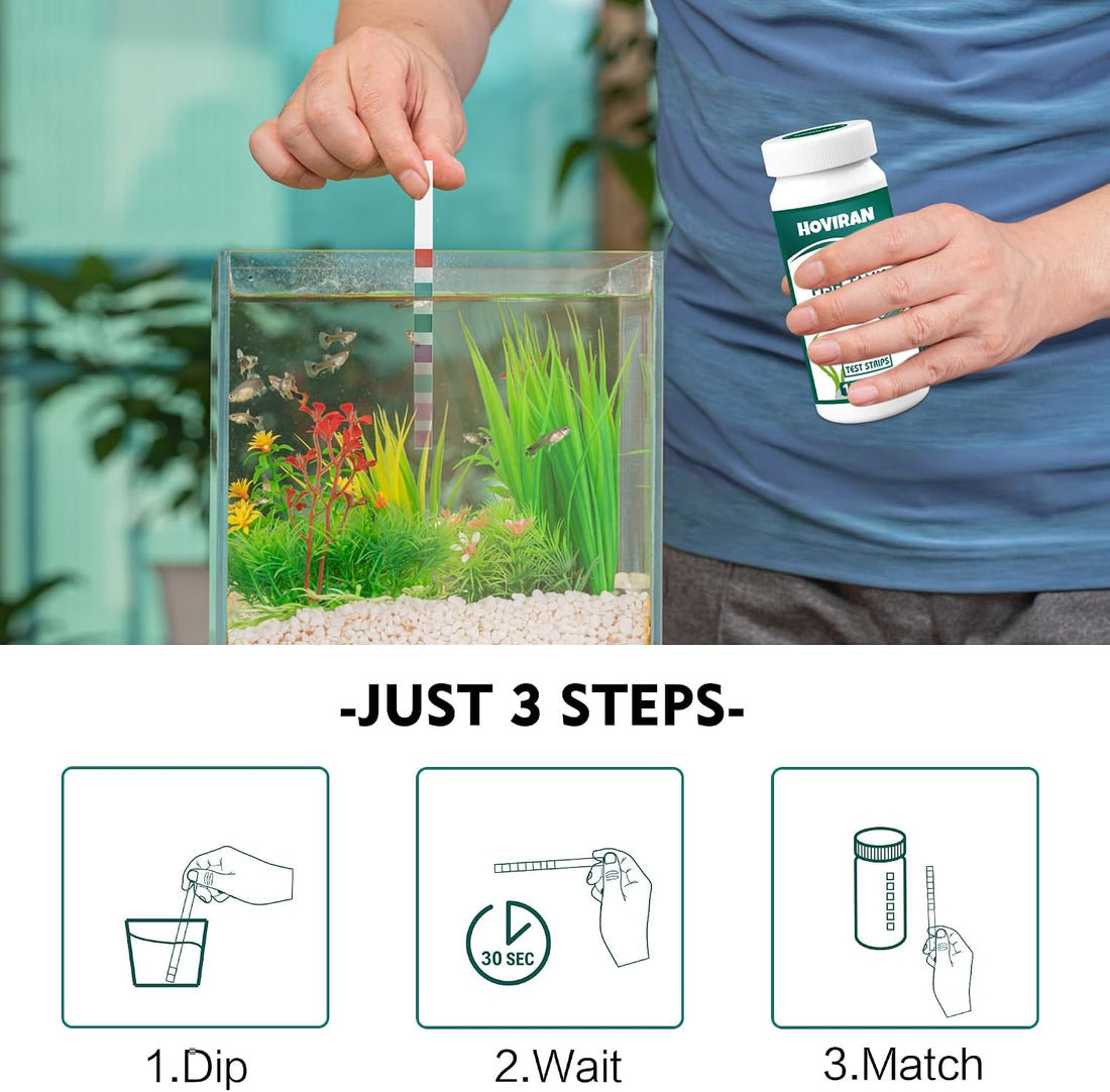 7 Way Aquarium Test Strips, 125 Strips for Fish Tank & Pond Test Kit