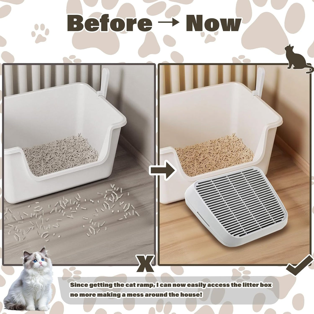 Cat Ramp for Litter Box, Anti-Tracking Cat Litter Trapper