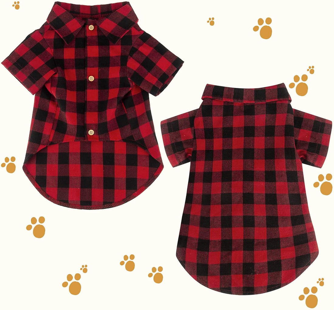 Plaid Dog Shirt Red Buffalo Dog Outfit Soft Casual Pet Clothes