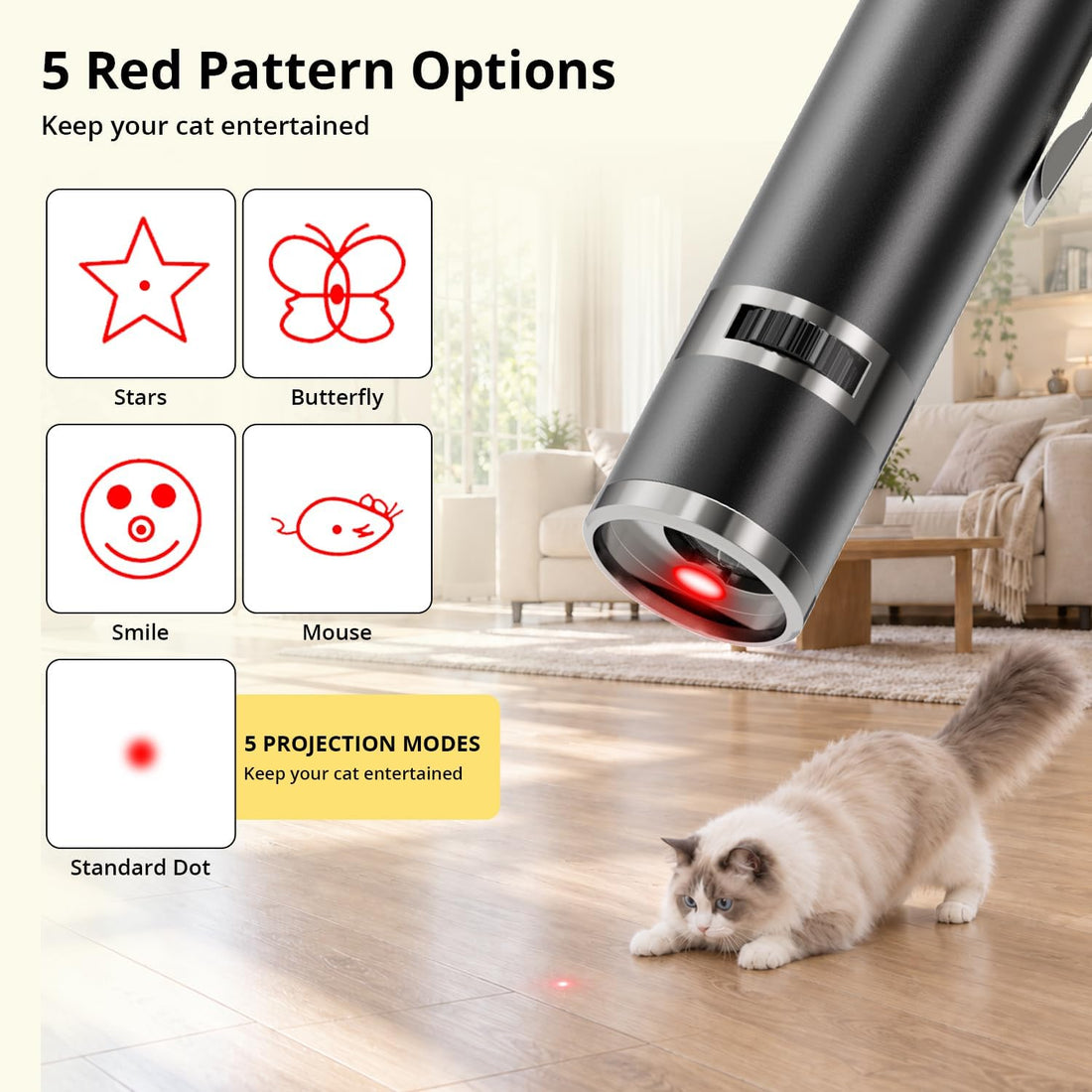 Cat Toy, Interactive USB Rechargeable Chase Toy for Indoor Pet Cat