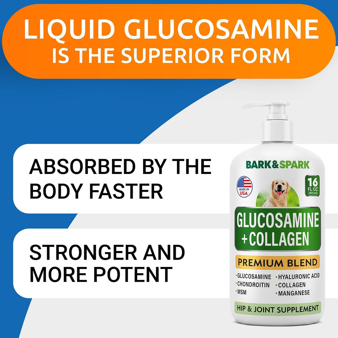Liquid Collagen for Dogs w/Glucosamine Advanced Mobility Joint