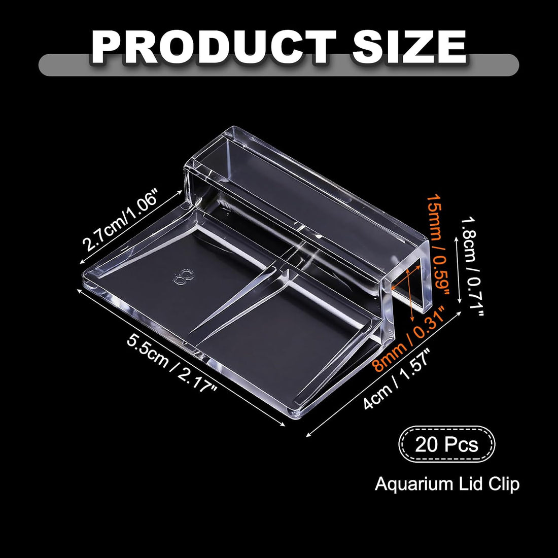 Aquarium Lid Clips 8mm Acrylic Aquarium Cover Bracket 20Pcs