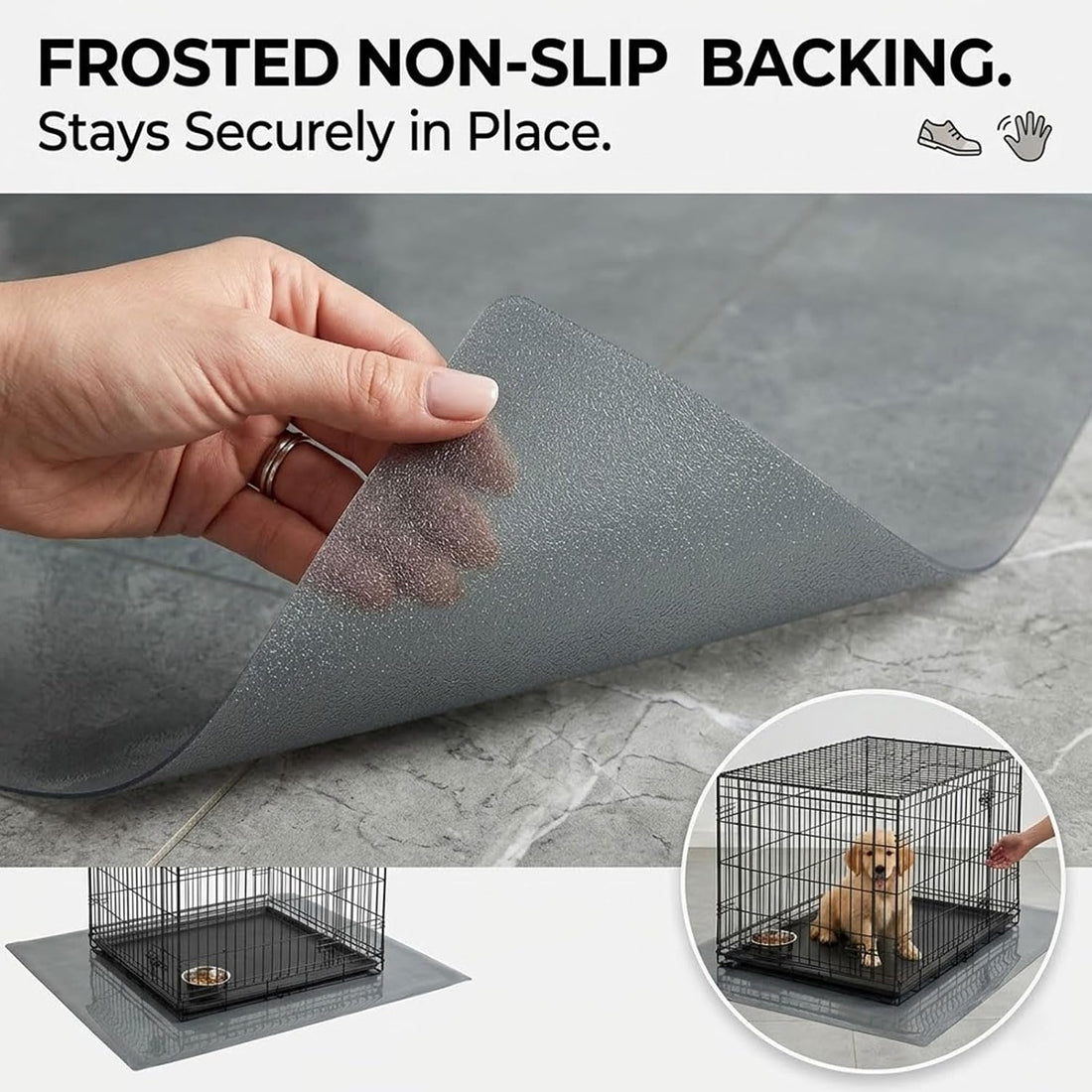 Dog Crate Mat 48x30 Inch, Waterproof Floor Protector for Hardwood
