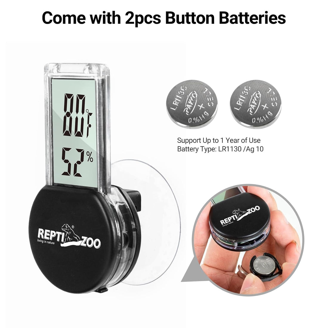 REPTI ZOO Magnetic Reptile Thermometer and Humidity Gauge