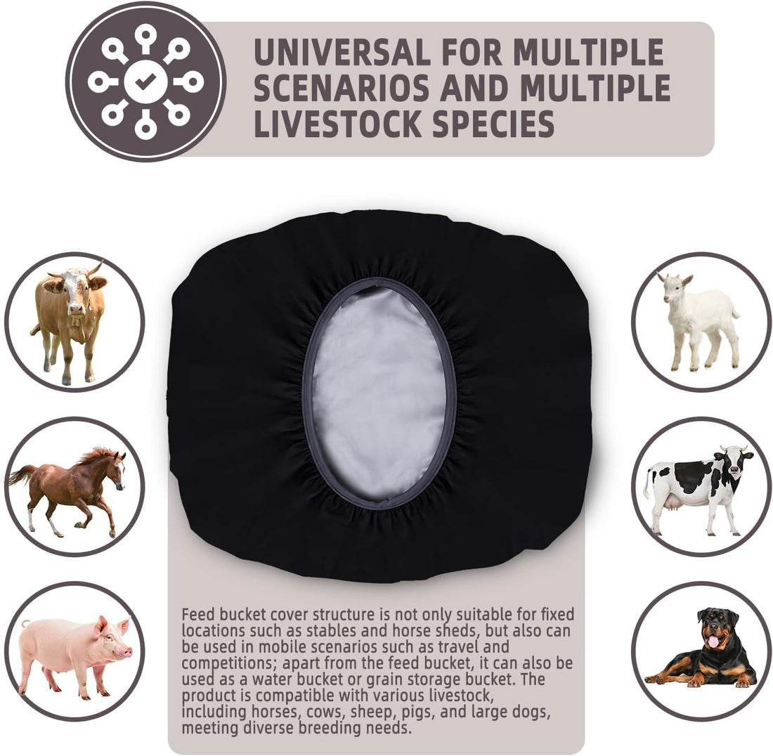 2-5 Gallon Horse Bucket Cover, Waterproof Horse Feed Bucket Cover