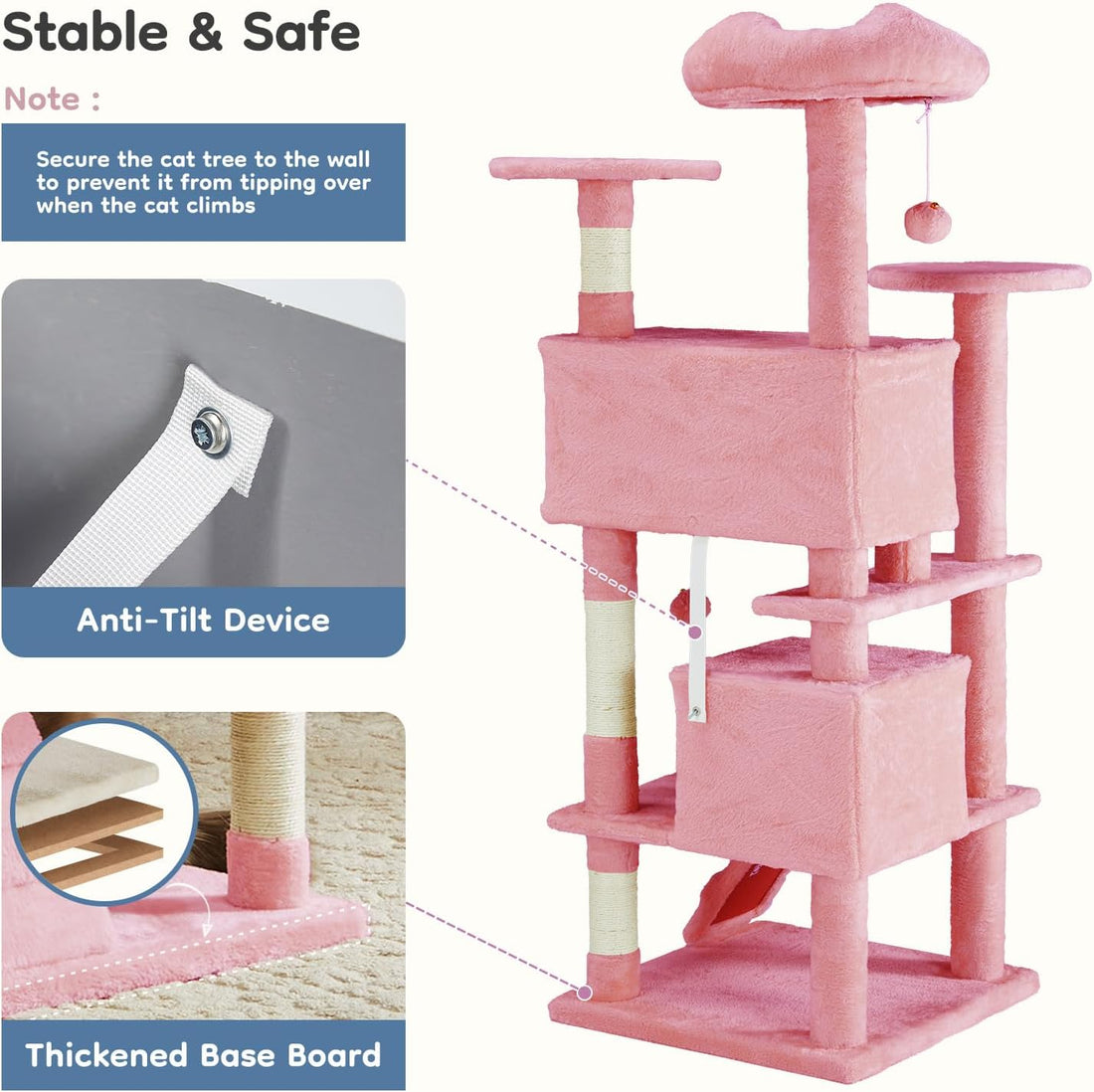 DUMOS 54-inch Cat Tree Tower with Scratching Posts, Indoor Use