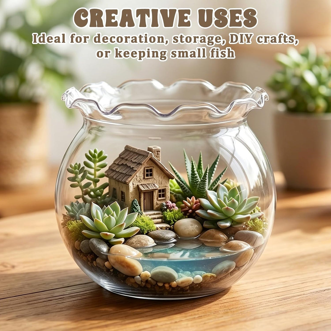 Mini Plastic Fish Bowl with Floral Trim for Parties