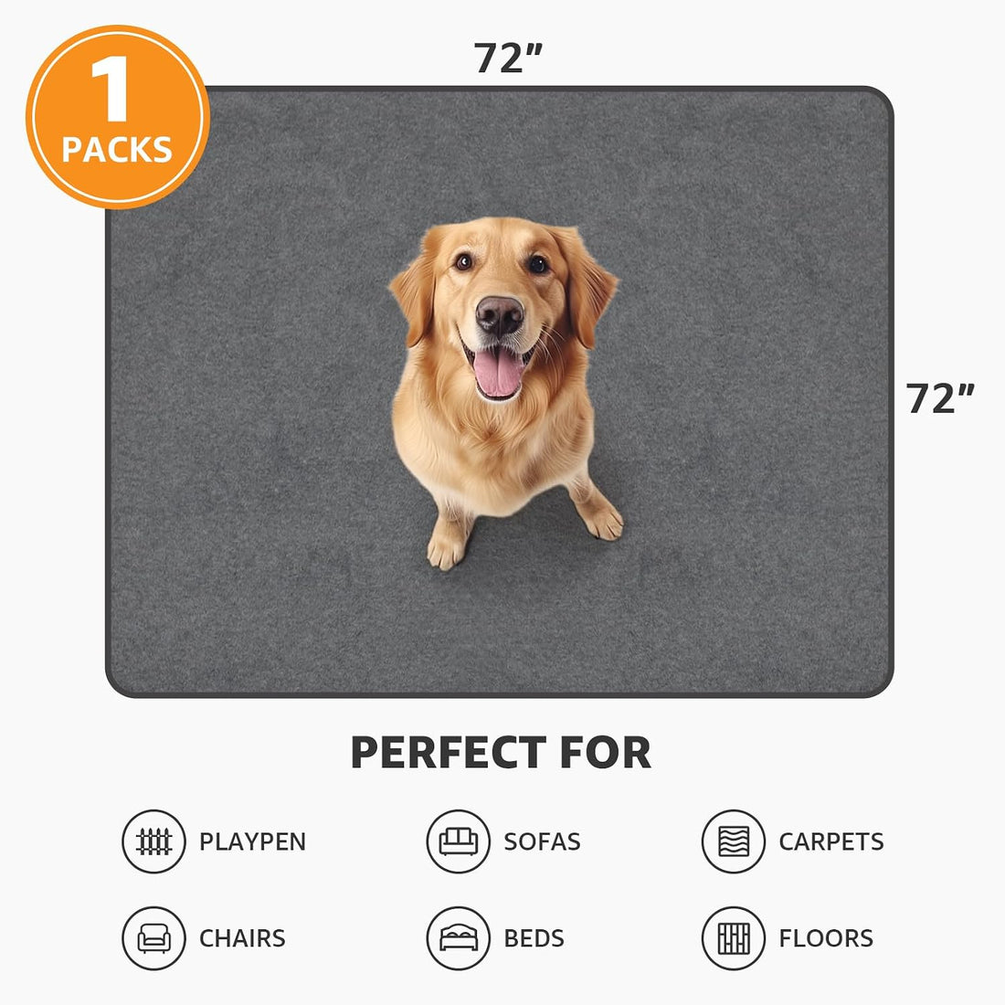 Washable Dog Pee Pad Extra Large: 72x72 Instant Absorb Training Pads