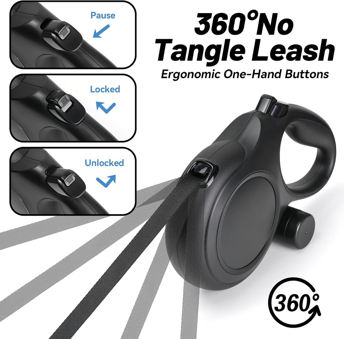 26ft Heavy Duty Retractable Dog Leash for Large Dogs with Poop Bag