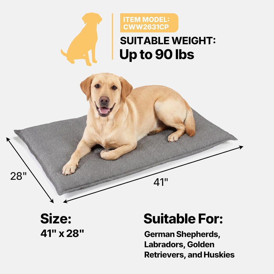 Veehoo Chew Proof Dog Crate Pad, Indestructible Dog Bed Crate Mat