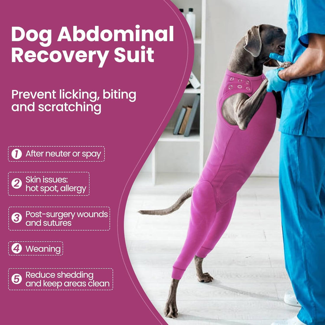Nanaki Dog Wound Care Shirt,Dog Leg Sleeve to Stop Licking Rear