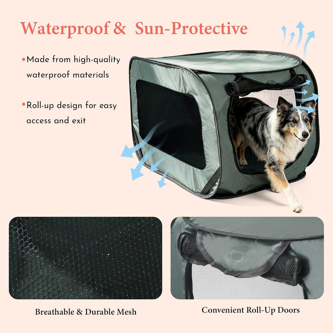 36 Inch Collapsible Dog Crate, Portable Kennel for Medium Dogs