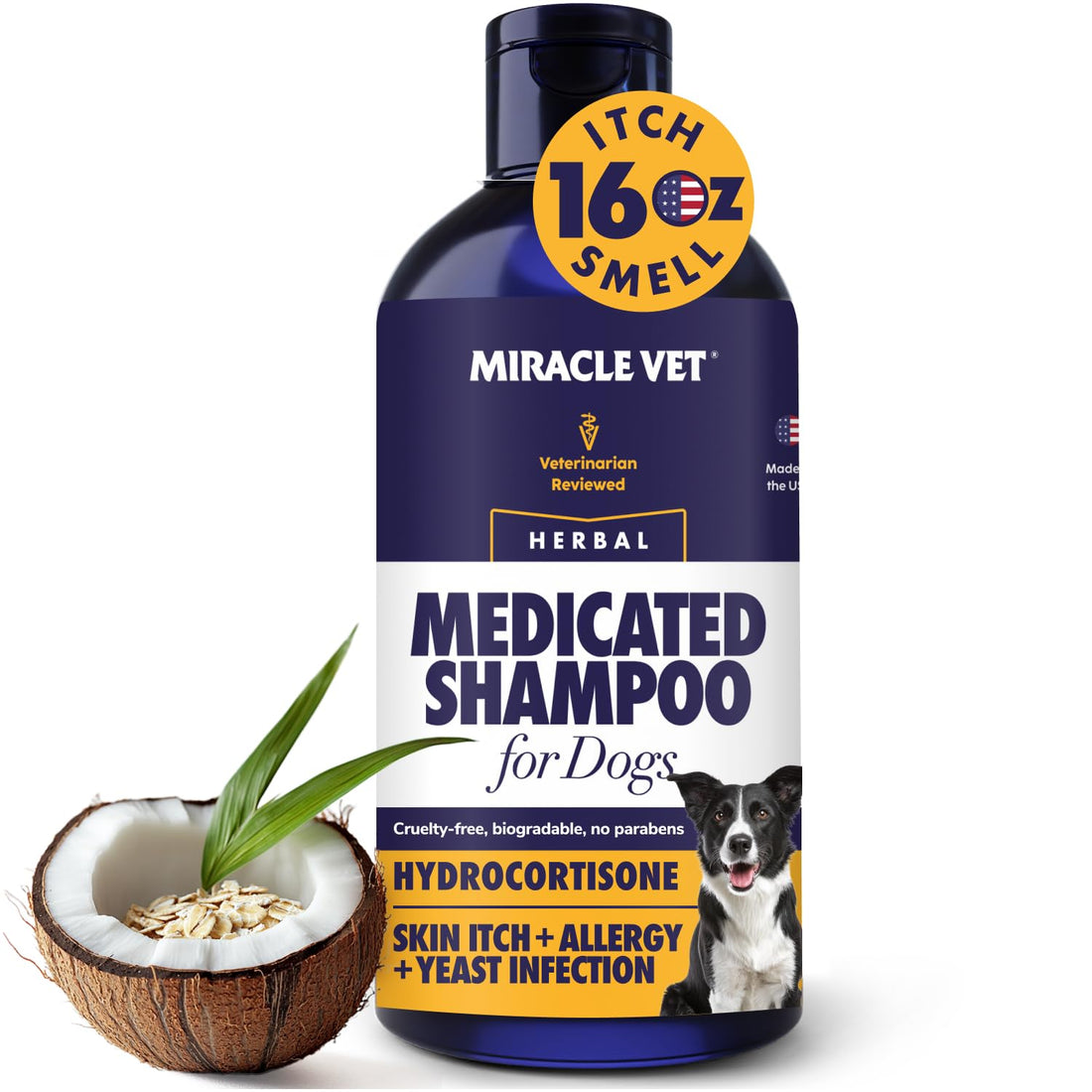 Miracle Vet Medicated Dog Shampoo for Itchy Skin Relief