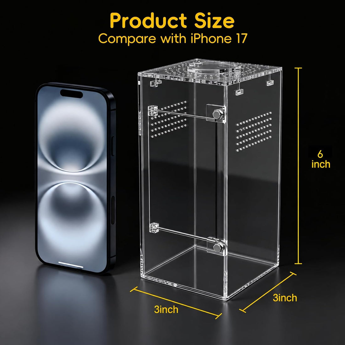 3''x3'‘x6'' Jumping Spider Enclosure Kit,Pre-Assembled PC Terrarium
