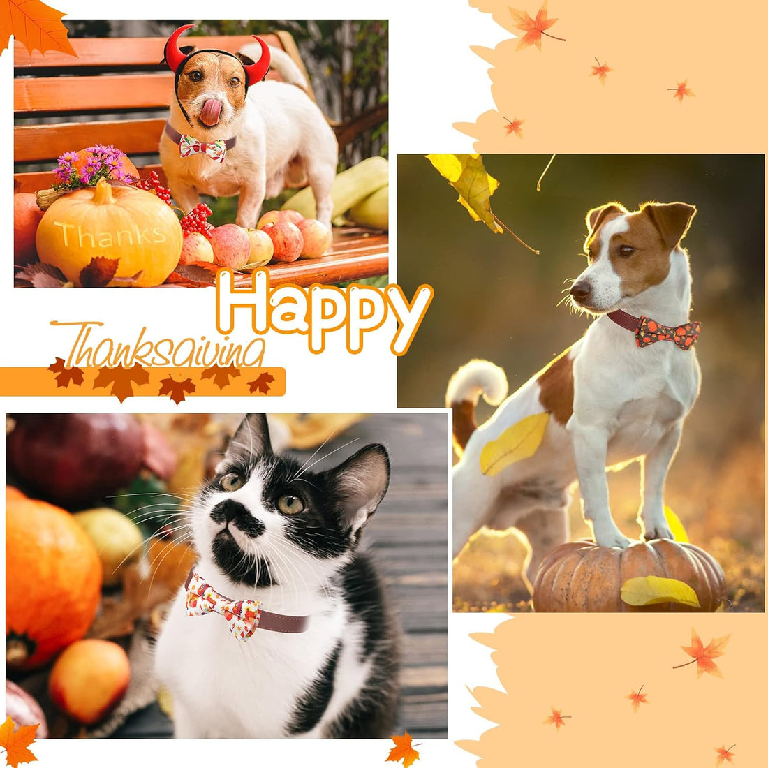 Sanwuta 16 Pcs Fall Dog Bow Ties Bulk, Autumn Bowties for Dogs