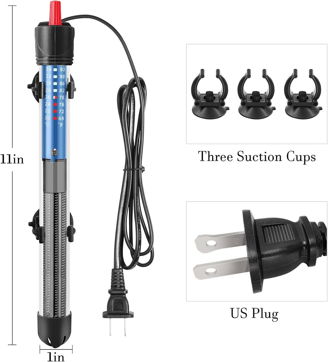 Hitop 25W/50W/100W/300W Adjustable Aquarium Heater