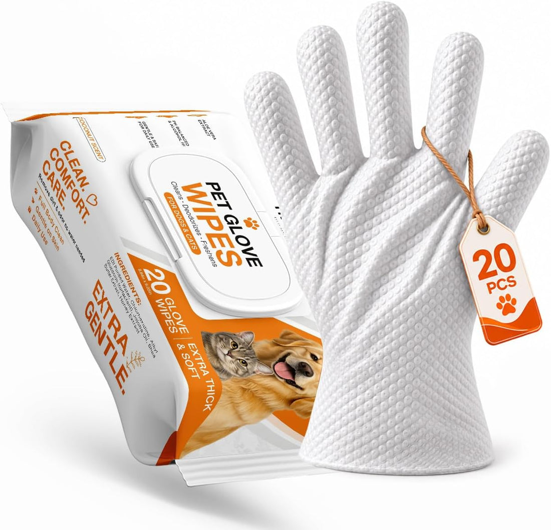 Pet Glove Wipes for Dogs & Cats with Coconut Scent