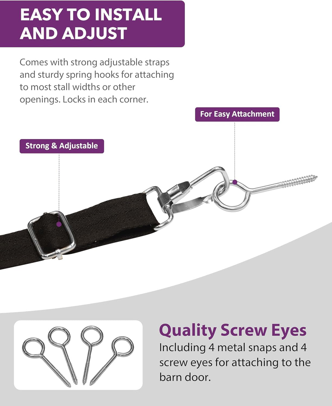 Harrison Howard 27'' x 19'' Stall Guard for Horses, Screw Eyes