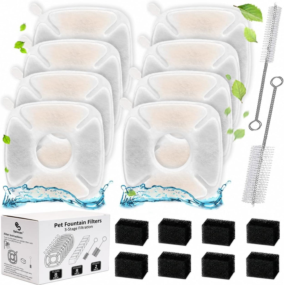OPISICEN 18 Pcs Cat Fountain Filters Replacement Compatible