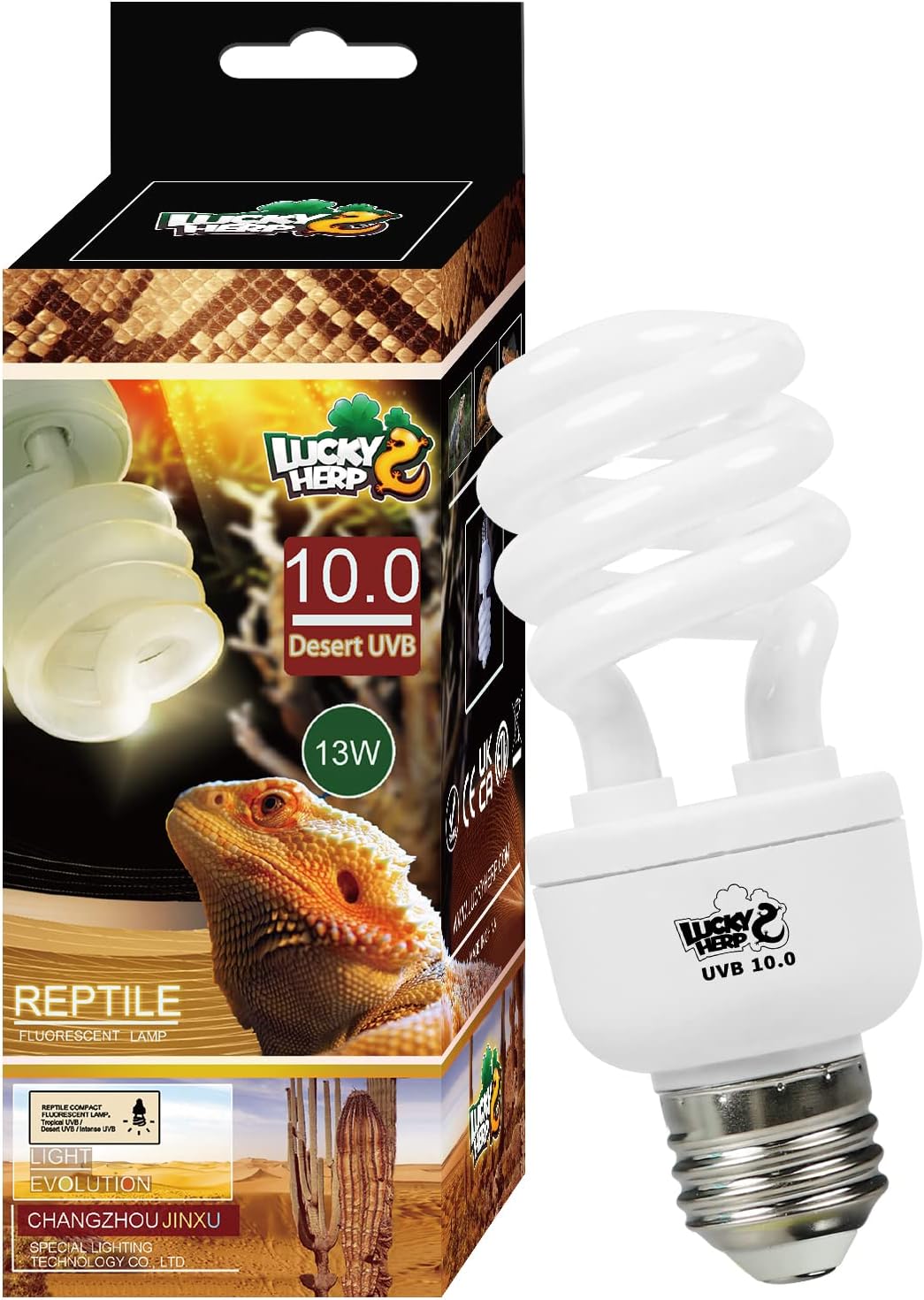 LUCKY HERP Desert UVA UVB Reptile Light Bulb 10.0 26W Compact