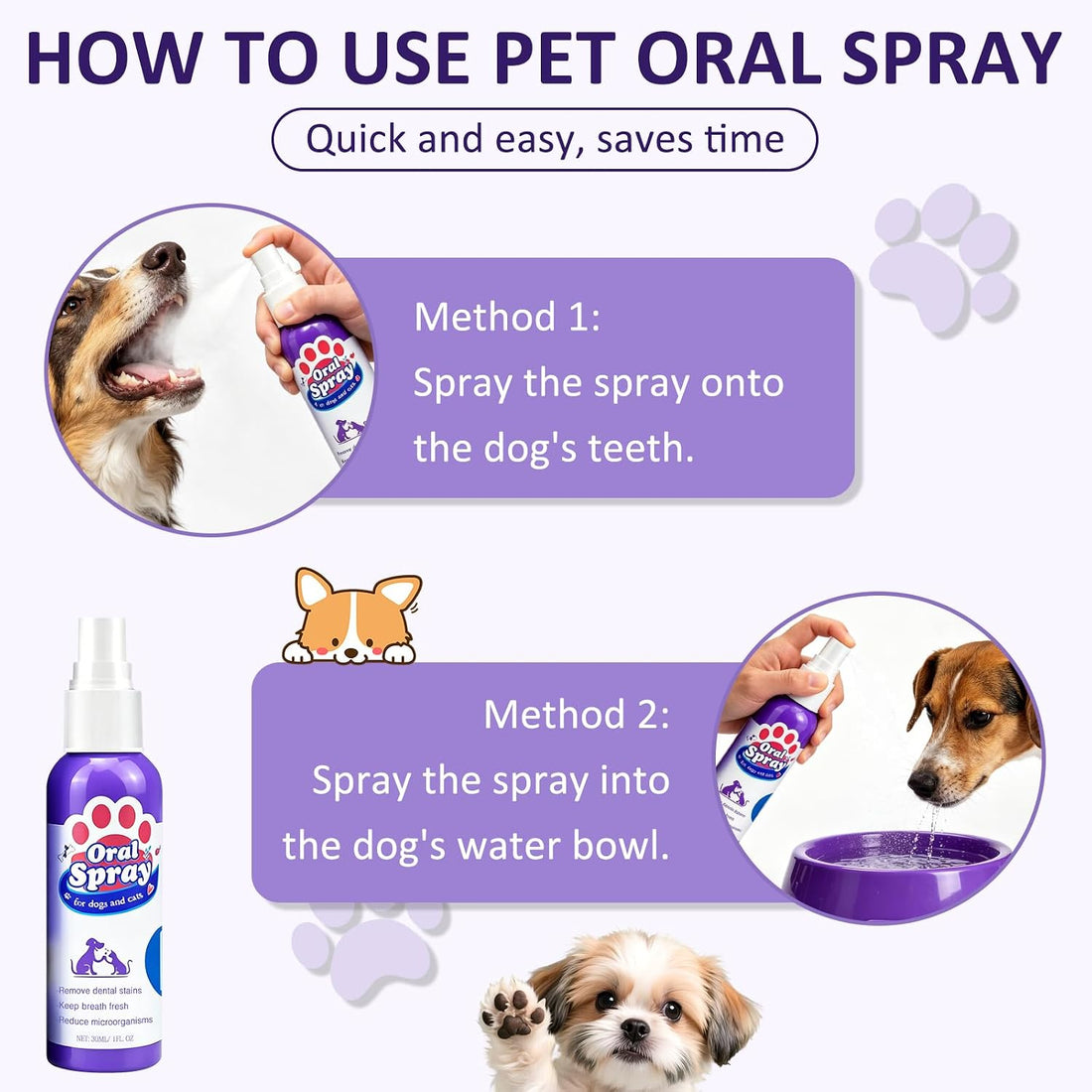 Wanban Pet Oral Spray, Teeth Cleaning Spray for Dogs and Cats