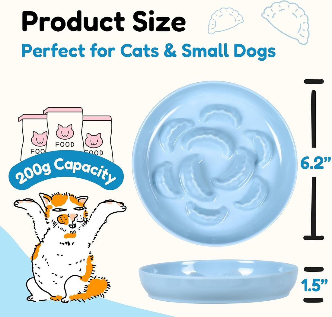 Unbreakable Slow Feeder Bowl for Cats and Small Dogs- Cat Plates