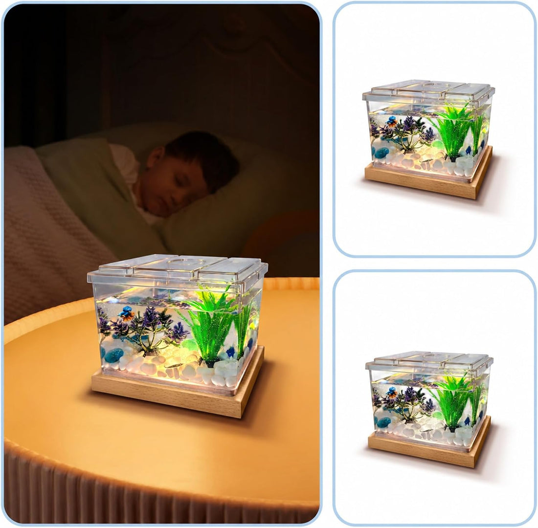 MoonOrange Mini Betta Fish Tank Kit with LED Light Base