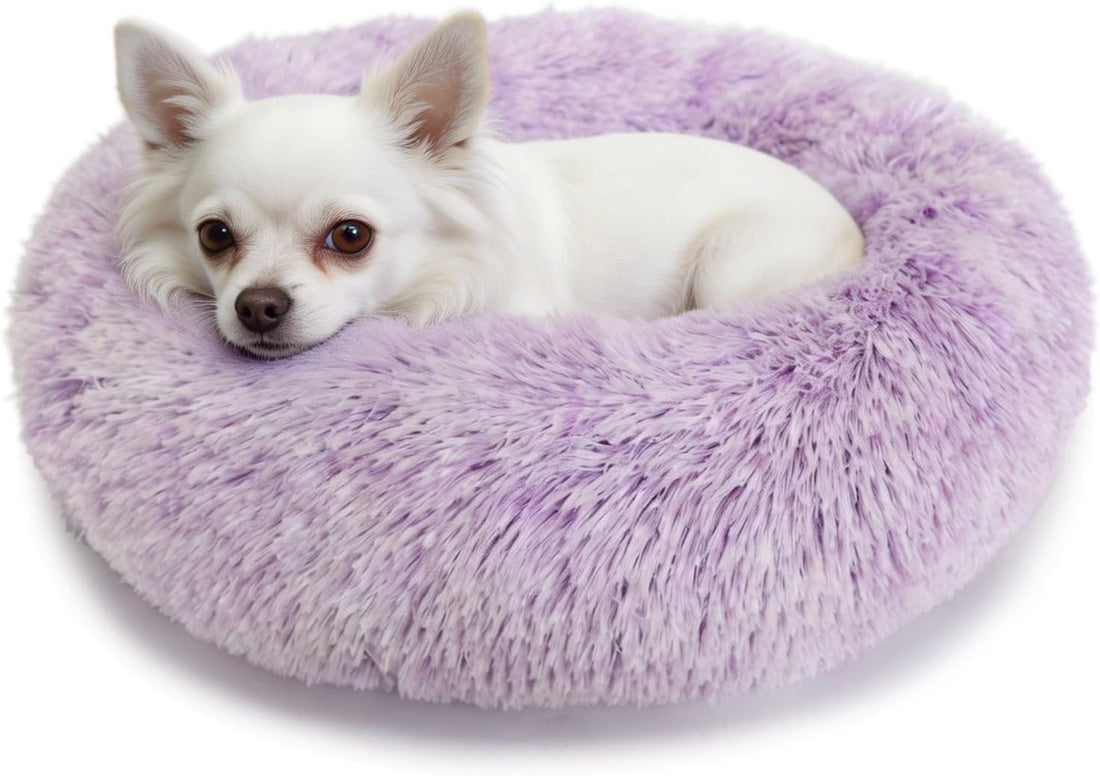 nononfish Cozy Calming Dog Bed,Soft Plush Donut Pet Bed