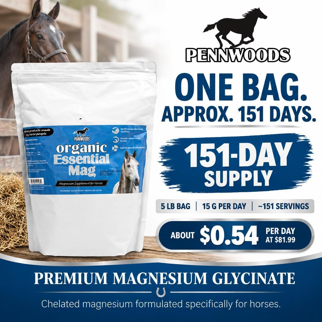Pennwoods Horse Calming Magnesium Glycinate Powder, Easy Keepers, 5 lb
