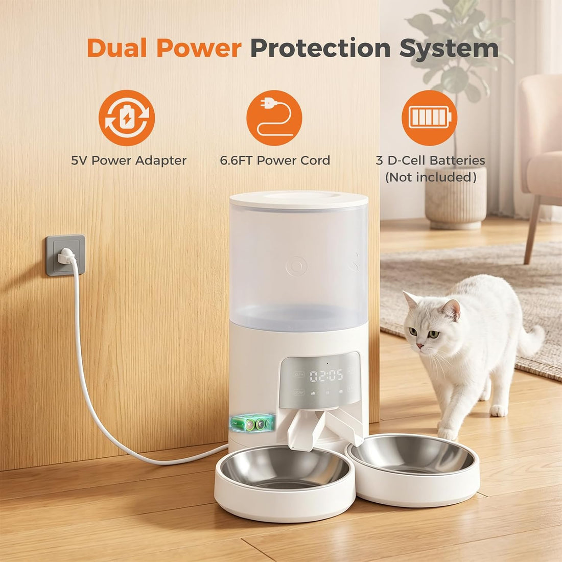 Sweetcrispy Automatic Cat Feeder for 2 Cats, 6L Automatic Pet Feeder