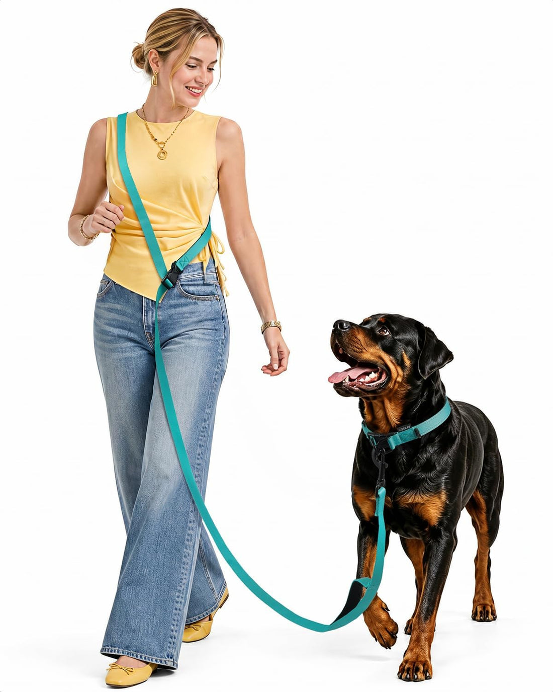 Hands Free Dog Leash, 5.9-10.1ft Crossbody Dog Leash & Waist-Wear