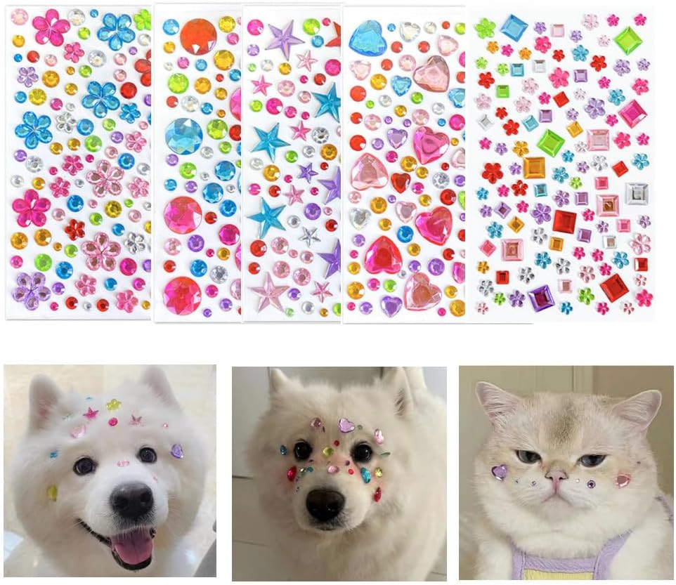 10 Sheets Pet Grooming Decorative Hair Diamond Sticker
